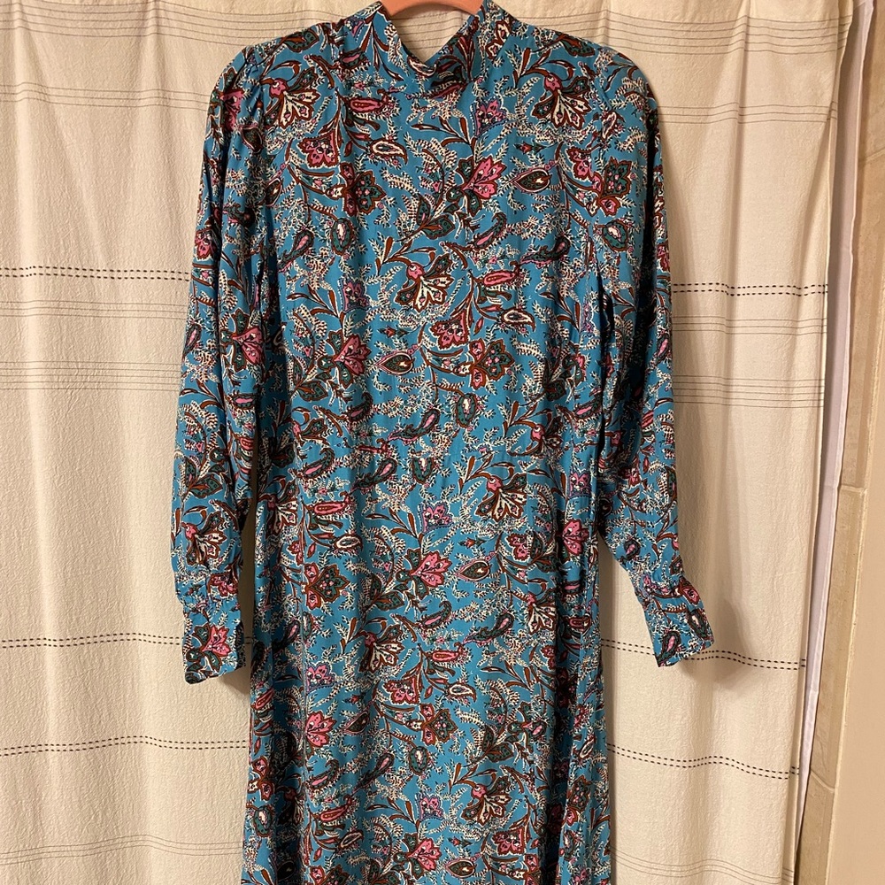 LOFT Blue Floral Midi Dress